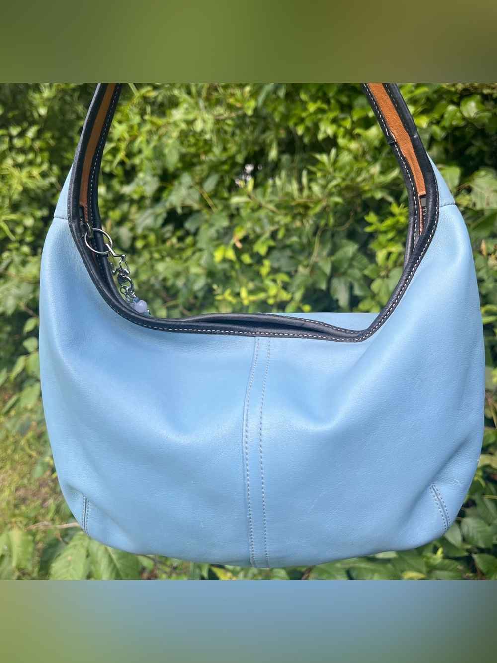 Coach Sky Blue Leather Hobo Ergo Bag with silver sun charm - Picture 3 of 9